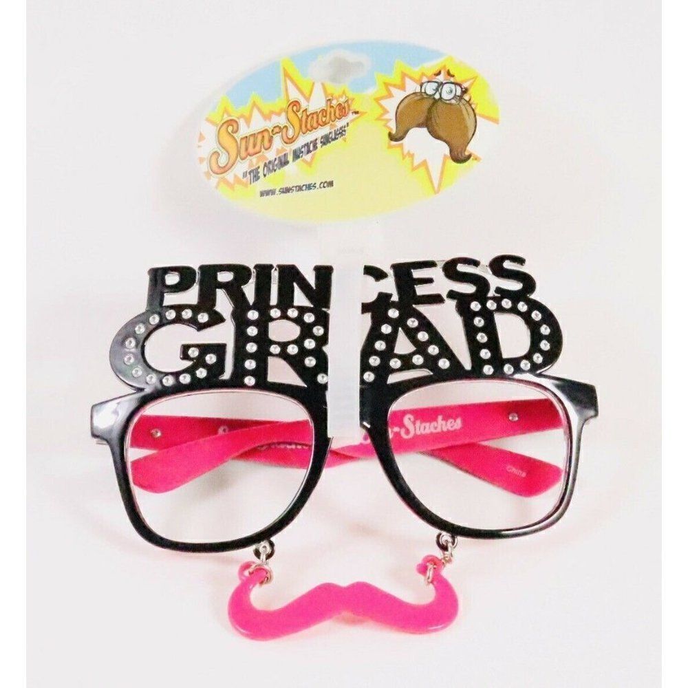 Princess Grad Mustache Glasses Prop No Lens Graduate Bling Pink Sun Staches Fun
